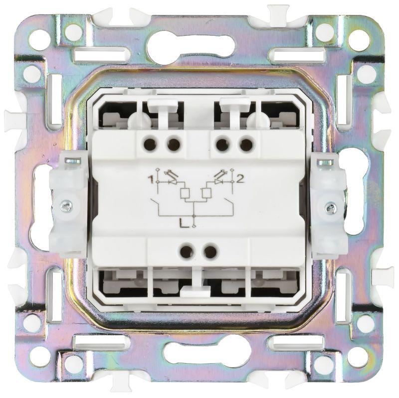  Выключатель 2-кл. SKANDY 10А SK-V09N с индикацией никель IEK SK-V20-1-10-K50 фото в каталоге от BTSprom.by