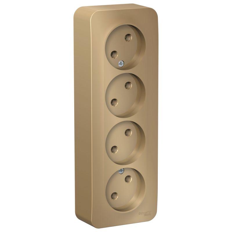 розетка 4-м оп blanca 16а ip20 250в без заземл. без защ. шторок с изолир. пластиной титан se blnra000414 от BTSprom.by