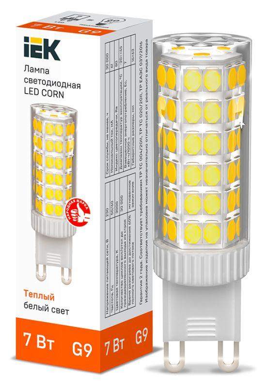 лампа светодиодная corn 7вт капсула 3000к g9 230в керамика iek lle-corn-7-230-30-g9 от BTSprom.by