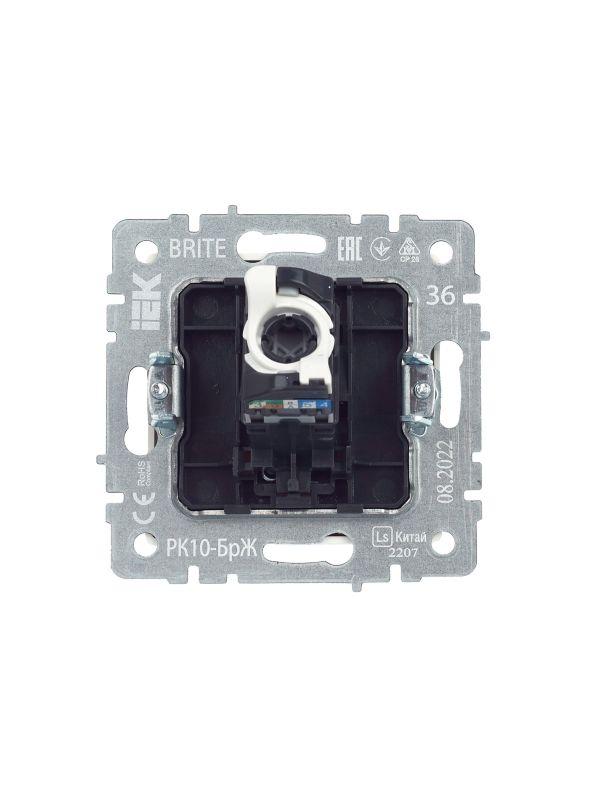  Розетка компьютерная СП RJ45 кат.5E BRITE РК10-БрЖ механизм жемчуж. IEK BR-K10-1-K36 фото в каталоге от BTSprom.by