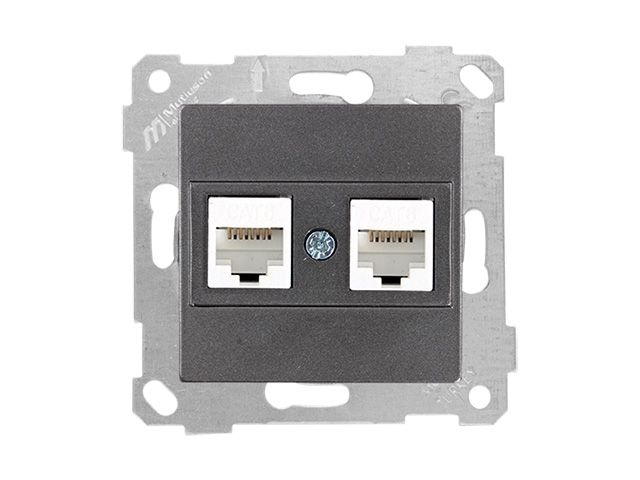 розетка компьютерная 2xrj45 (cat6, скрытая, без рамки) дымчатая, rita, mutlusan 2200 141 0195 от BTSprom.by