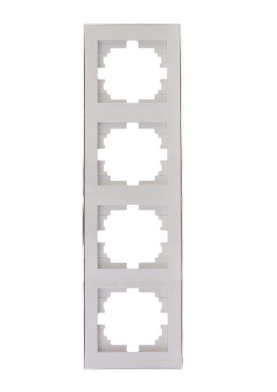 рамка 4-м rain вертикал. с хром. боковой вставкой бел. lezard 703-0225-154 от BTSprom.by