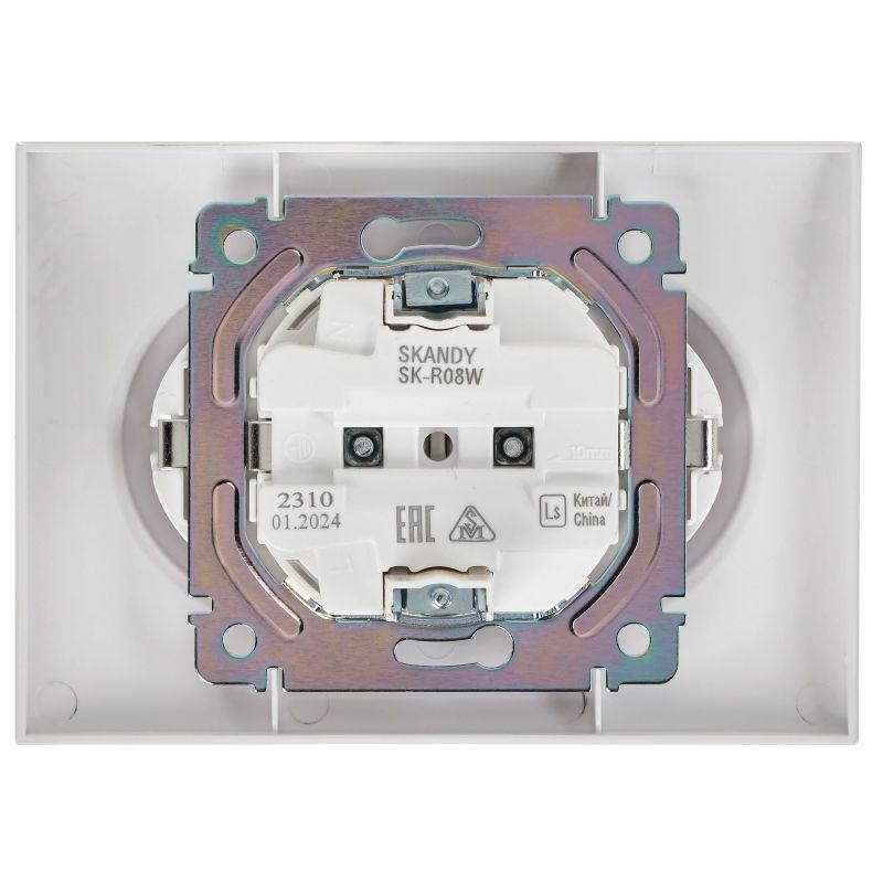  Розетка 2-м SKANDY 16А с заземл. без защ. шторок в сборе SK-R08W арктич. бел. IEK SK-R21-16-K01-F фото в каталоге от BTSprom.by