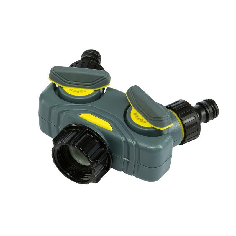  Разветвитель 2-х канальный на кран 1/2дюйм-3/4дюйм ЧЕТЫРЕ СЕЗОНА 62-0223-F фото в каталоге от BTSprom.by