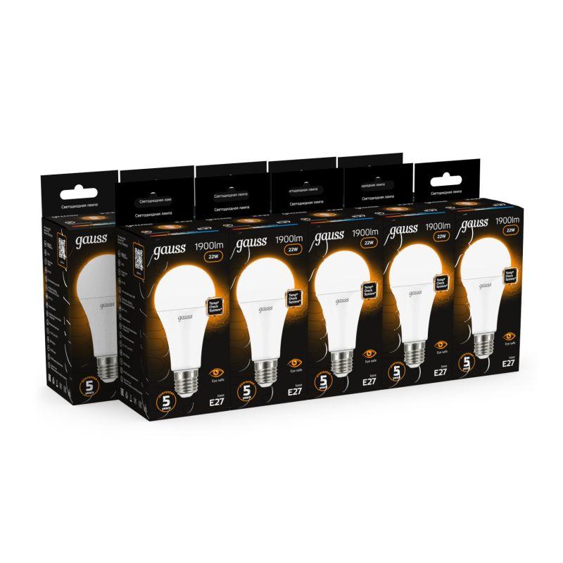 Лампа светодиодная Black 22Вт A70 грушевидная 3000К тепл. бел. E27 1900лм GAUSS 102502122 фото в каталоге от BTSprom.by