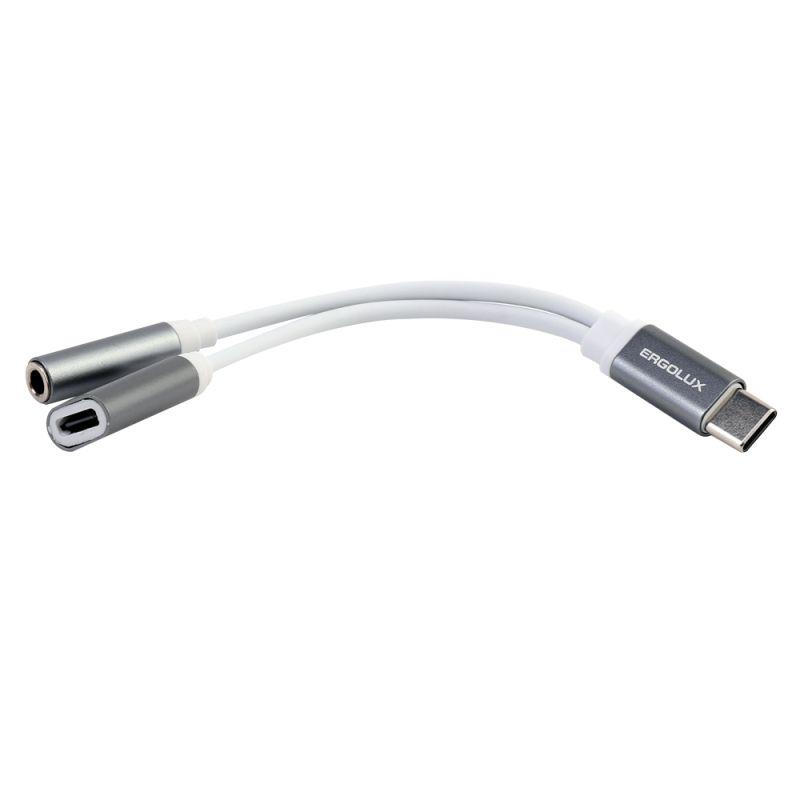  Адаптер звук+зарядка ELX-CSA02-C01 Type C 2 Type C-3.5мм 8см блистер бел. ERGOLUX 15291 фото в каталоге от BTSprom.by