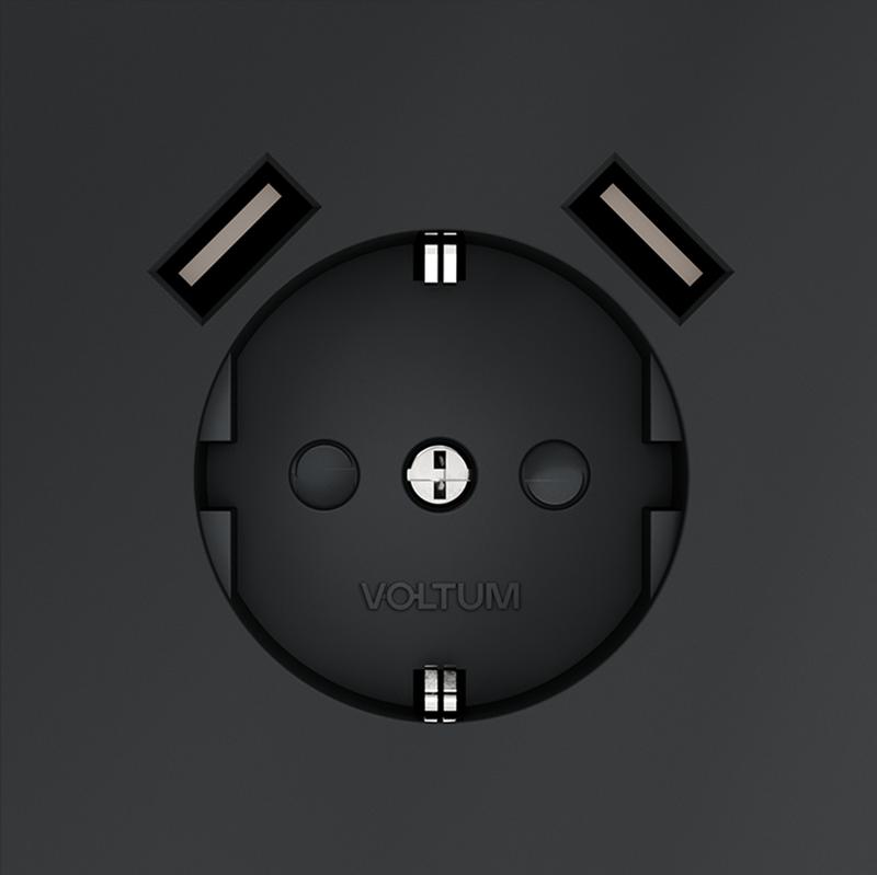  Розетка 1-м СП S70 16А с USB A+A с заземл. защ. шторки механизм графит Voltum VLS040407 фото в каталоге от BTSprom.by