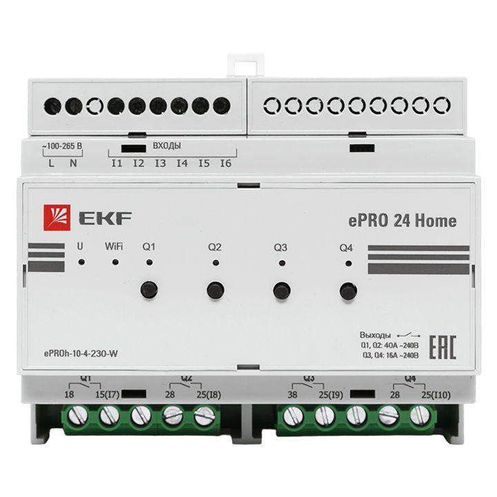 Контроллер ePRO 24 удаленного управления 6вх\4вых 230В WiFi Home EKF ePRO-h-10-4-230-W фото в каталоге от BTSprom.by  Контроллер ePRO 24 удаленного управления 6вх\4вых 230В WiFi Home EKF ePRO-h-10-4-230-W фото в каталоге от BTSprom.by