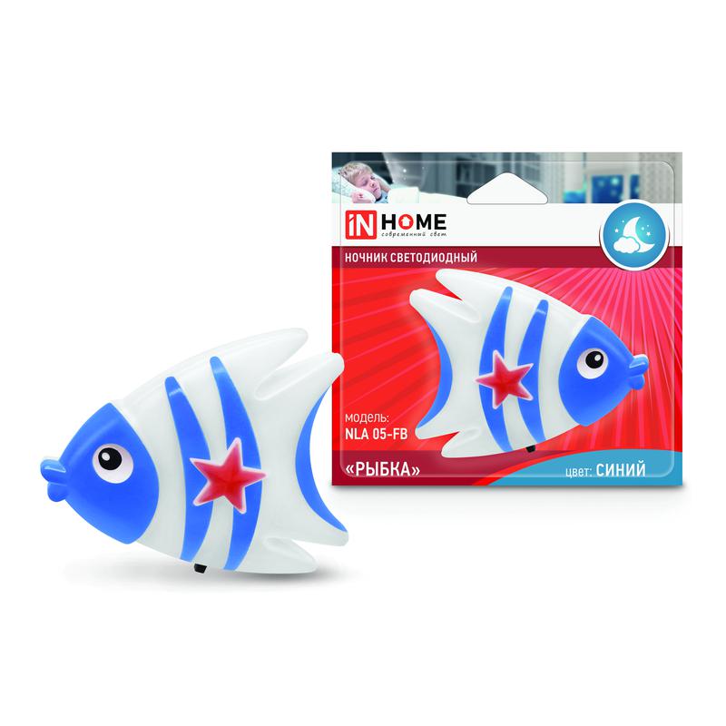 ночник светодиодный nla 05-fb рыбка 230в син. с выкл. in home 4690612029030 от BTSprom.by
