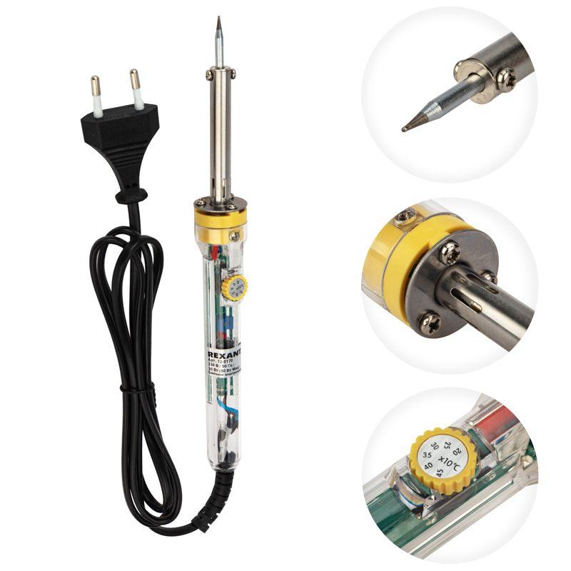  Паяльник с керам.нагревателем и регулятором 220В/30-50Вт (ZD-708) Rexant 12-0170 фото в каталоге от BTSprom.by