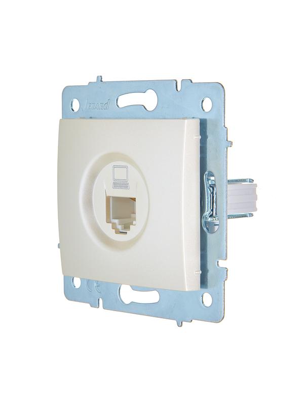  Розетка компьютерная 1-м СП ASTI IP20 RJ45 механизм Cat 5e жемчуж./бел. перламутр. LEZARD 7081-3088-139 фото в каталоге от BTSprom.by