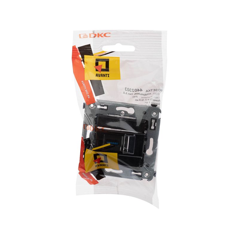  Розетка USB 3.0 1-м СП Avanti "Черный квадрат" тип А-А DKC 4402303 фото в каталоге от BTSprom.by