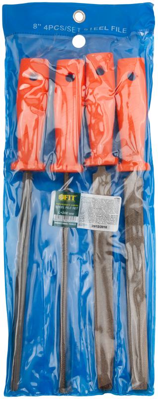  Напильник пластиковая ручка набор 4шт (трехгранный плоский круглый полукруглый) 200мм FIT 42705 фото в каталоге от BTSprom.by