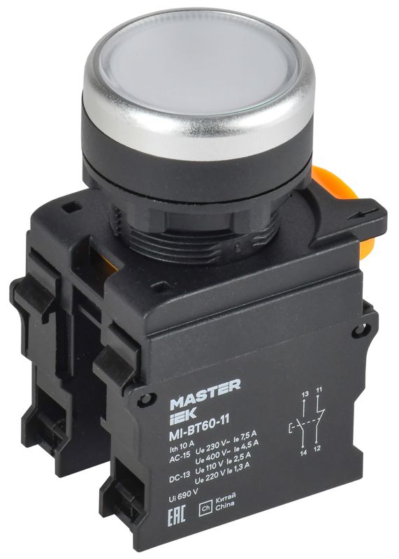 кнопка d22мм 1но+1нз master бел. iek mi-bt60-11-3-22-k01 от BTSprom.by