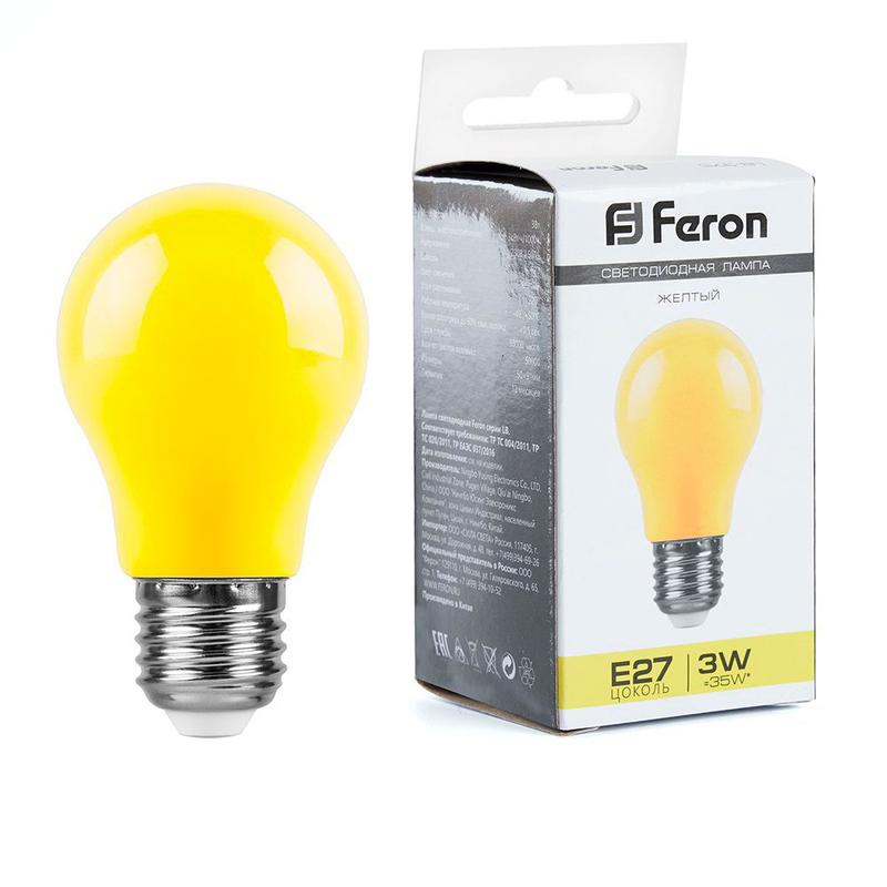 лампа светодиодная 3вт 230в e27 a50 lb-375 матов. желт. feron 25921 от BTSprom.by