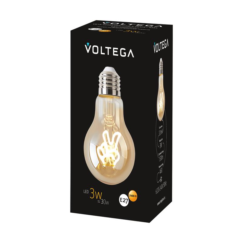 Лампа светодиодная филаментная Loft 271 A60 3Вт 2400К E27 Voltega 8584 фото в каталоге от BTSprom.by