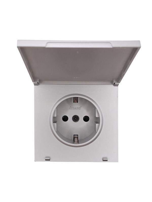 розетка 1-м сп zima 16а ip44 с заземл. с крышкой пбт безвинтовой зажим/клемма механизм сер. матов. lezard 704-7488-123bpch от BTSprom.by