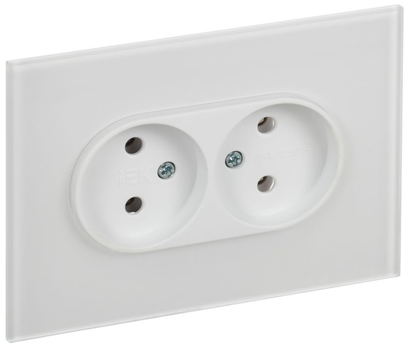 розетка 2-м skandy 10а без заземл. без защ. шторок для плоской вилки sk-r03w арктич. бел. iek sk-r20-10-k01 от BTSprom.by
