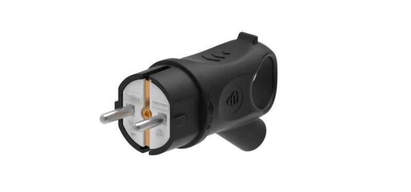 вилка угловая multiset 16а 250в ip44 с заземл. каучук черн. se mst1102bk от BTSprom.by