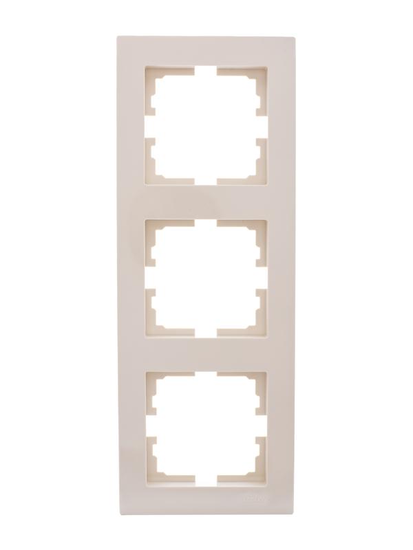  Рамка 3-местн. вертик. VESNA кремов. LEZARD 742-0300-153 фото в каталоге от BTSprom.by