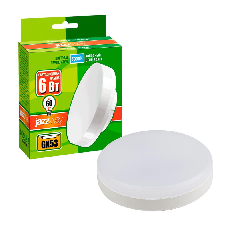 лампа светодиодная pled-eco 6вт таблетка матовая 5000к холод. бел. gx53 460лм 230в jazzway 2852007 от BTSprom.by