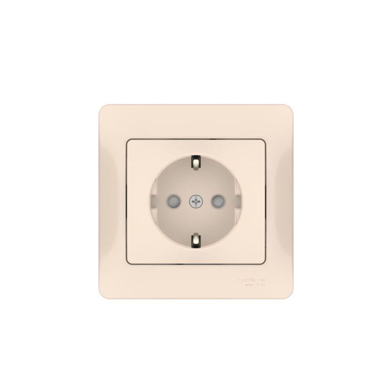  Розетка Glossa 16А с заземл. защ. шторки быстрозажим. клем. в сборе беж. SE GSL000244S фото в каталоге от BTSprom.by