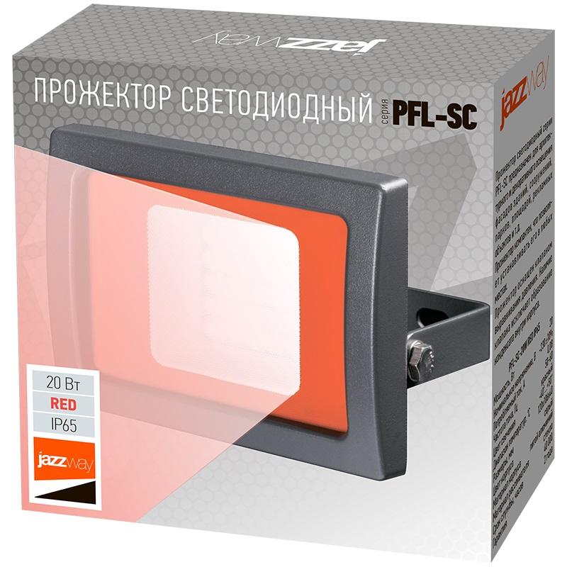  Прожектор светодиодный PFL-SC Red 20Вт IP65 190-260В ДО закален. стекло JazzWay 5010499 фото в каталоге от BTSprom.by
