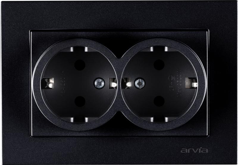 розетка 2-м с заземл. в сборе karen черн. arvia 20 07 2000 907 от BTSprom.by