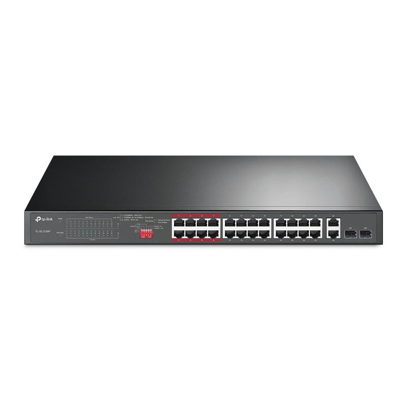 коммутатор tl-sl1226p 24-портовый неуправляемый 10/100мбит/с poe+ с 2 гигабитными портами tp-link 1793916 от BTSprom.by