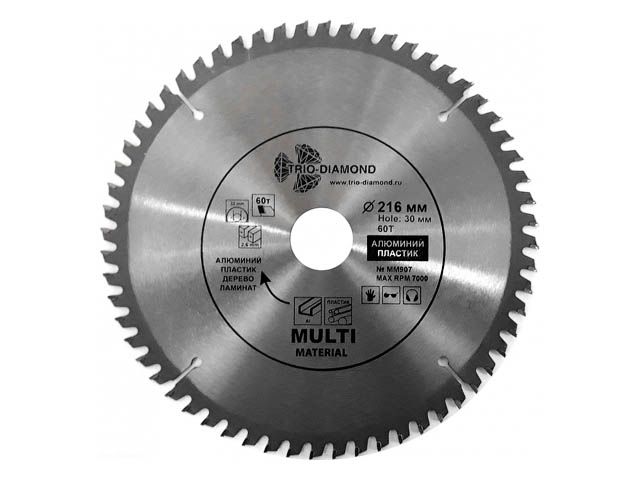диск пильный 216х30 мм 60 зуб. универсальный  multi material (trio-diamond) mm907 от BTSprom.by