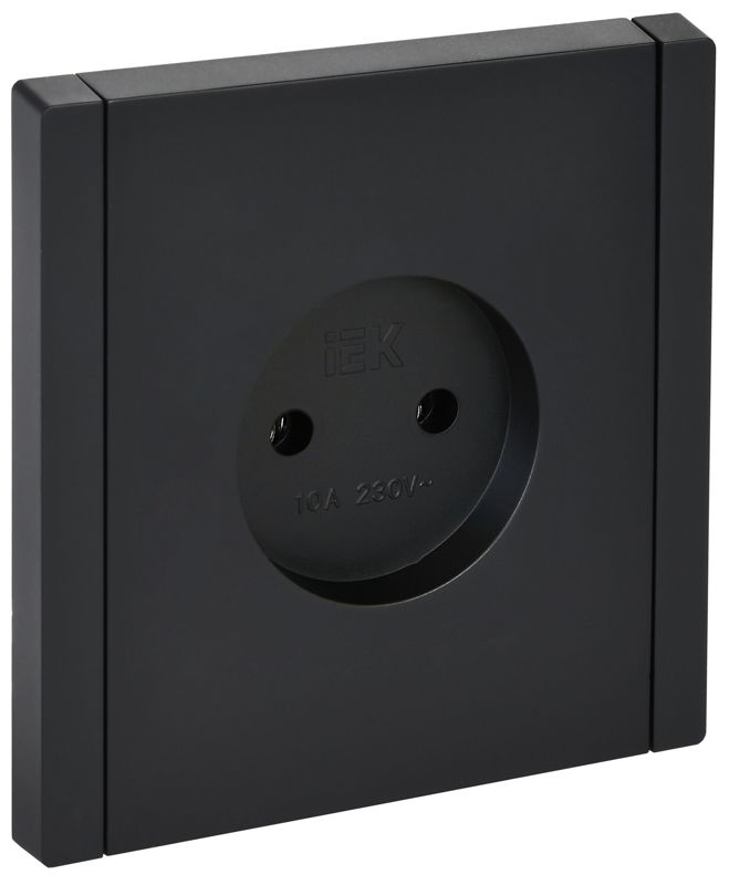 розетка 1-м сп forte&piano fp118 10а без заземл. без защ. шторок винт. крепл. черн. iek fp-r10-10-k02 от BTSprom.by