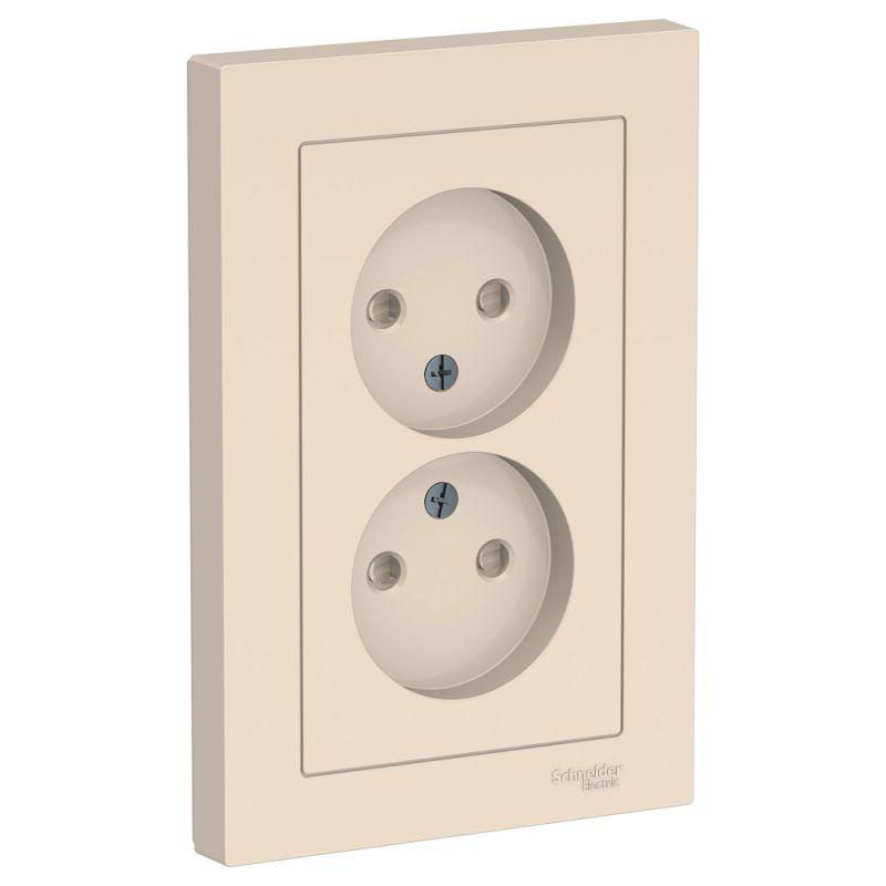 розетка 2-м сп atlasdesign 16а ip20 без заземл. защ. шторки в сборе беж. se atn000222 от BTSprom.by