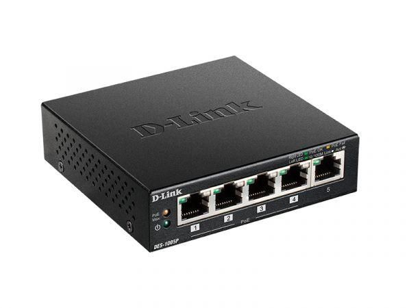 коммутатор неуправляемый des-1005p/b1a с 5 портами 10/100base-tx энергосбережение и поддержка qos d-link 1615182 от BTSprom.by