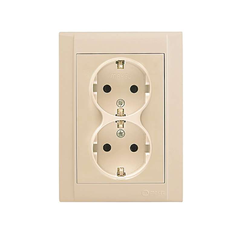 розетка 2-м сп defne 16а ip20 с заземл. крем makel 42010057 от BTSprom.by