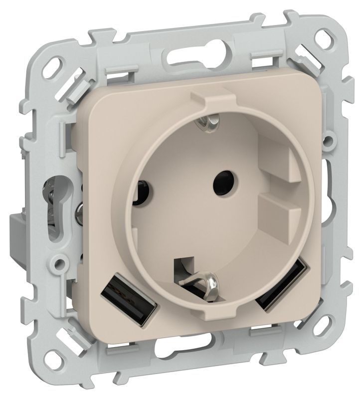 розетка 1-м сп flite рсюша11-0-флл 16а с usb a+a 3.1а с заземл. с защ. шторками механизм льняной iek fi-r14-16-u21-d31-k88 от BTSprom.by