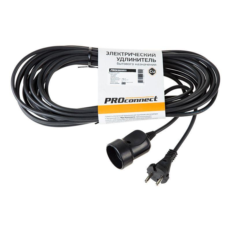 удлинитель-шнур 1х10м без заземл. 6а ip20 1.3квт пвс 2х0.75 черн. proconnect 11-7114 от BTSprom.by