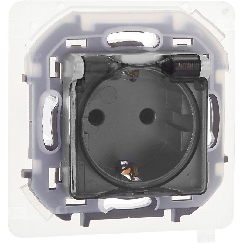 розетка 1-м сп inspiria 16а ip44 250в 2p+e защ. шторки с крышкой немецк. стандарт механизм алюм. iek 673742 от BTSprom.by