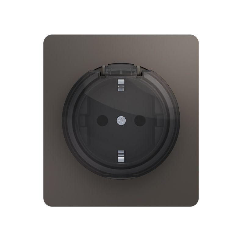 розетка 1-м сп round miele 16а с заземл. защ. шторки и крышкой титан kranz kr-78-0702-2 от BTSprom.by