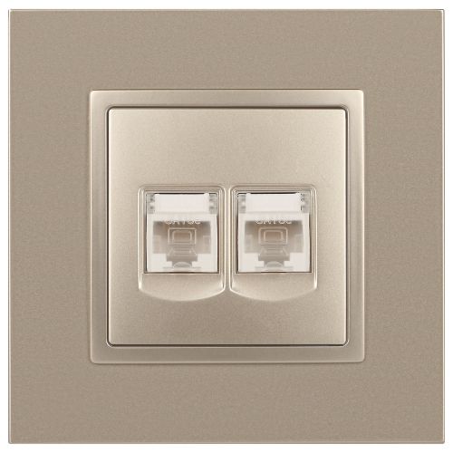  Розетка компьютерная 2-м Elegance 14-3108-04 RJ45 IP20 механизм шампань Эра Б0034311 фото в каталоге от BTSprom.by