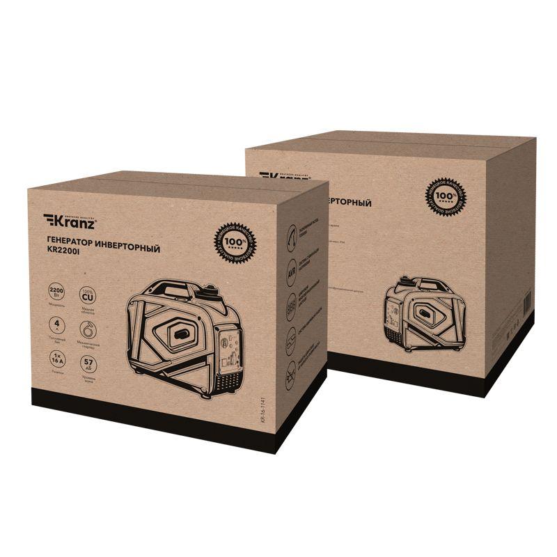  Генератор инверторный KR2200I 2.2кВт 230В 4л закрытый корпус ручной старт KRANZ KR-16-1141 фото в каталоге от BTSprom.by