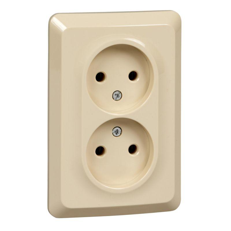 розетка 2-м сп этюд 16а ip20 250в без заземл. без защ. шторок крем. se pc16-105k от BTSprom.by