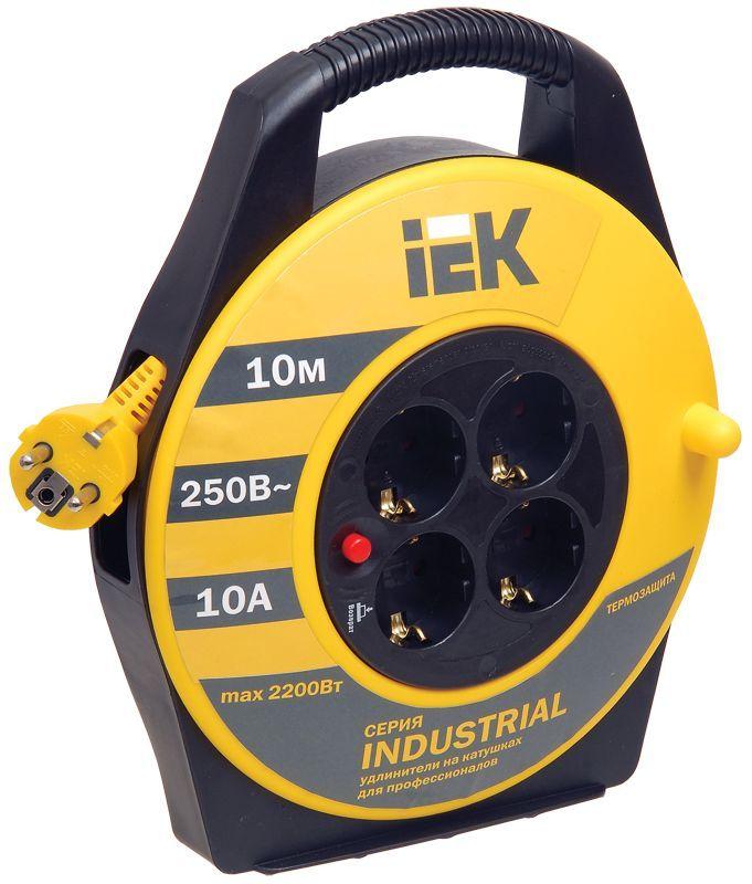 удлинитель на катушке 4х10м с заземл. 10а ip20 industrial ук10 3х1 термозащита iek wkp14-10-04-10 от BTSprom.by