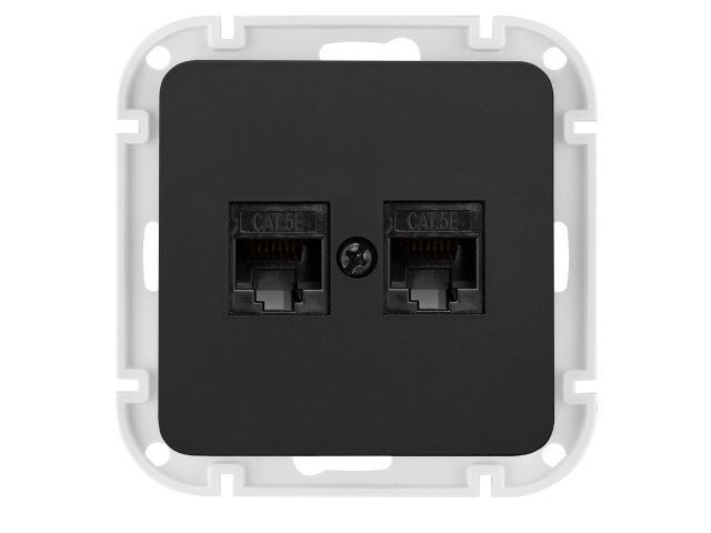 розетка 2-ая компьютерная (скрытая) карбон astrum, bylectrica рк216-6512карб от BTSprom.by