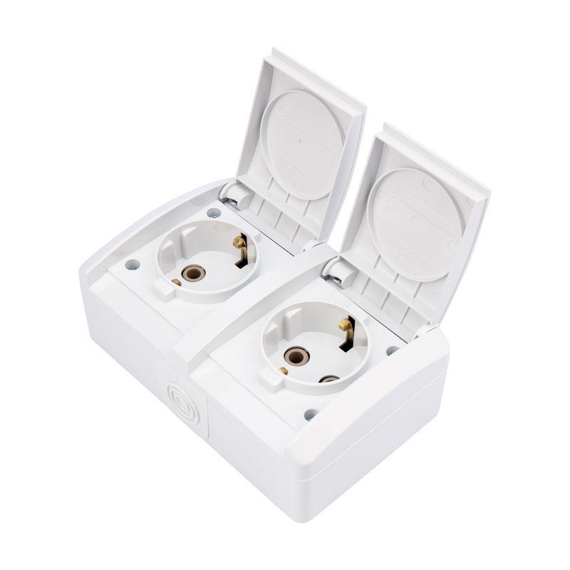  Блок розеток 2-м ОП INDUSTRIAL IP54 горизонт. с заземл. керамика бел. Kranz KR-78-0803 фото в каталоге от BTSprom.by