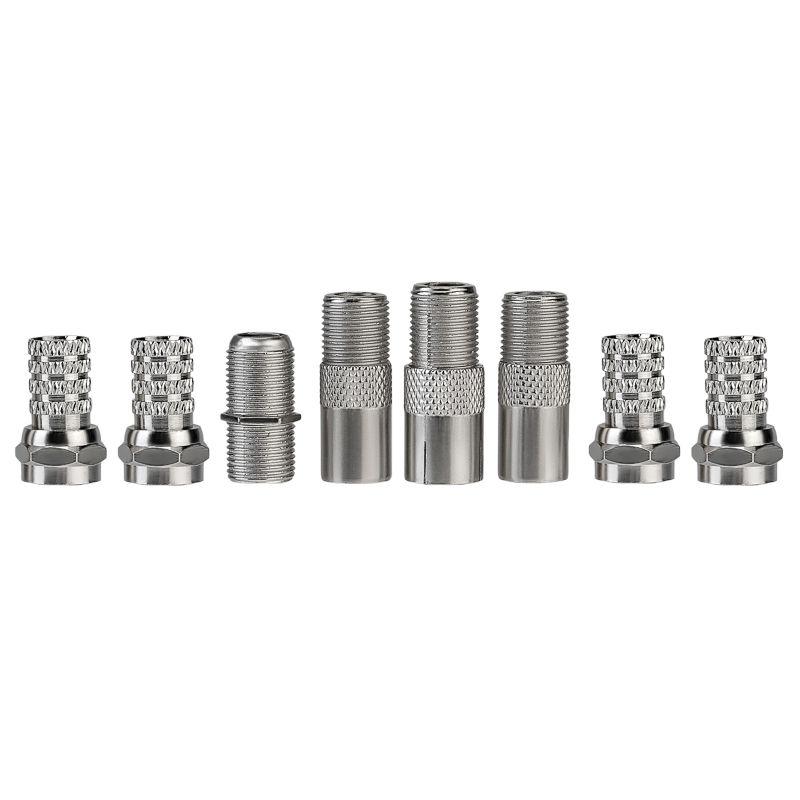  Набор антенный №10 (кабель RG-6U 5м; штекер F 4шт; бочка 1шт; переходник гнездо F - штекер TV 2шт; переходник гнездо F - гнездо TV 1шт) Rexant 06-3089 фото в каталоге от BTSprom.by