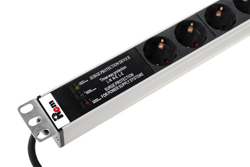 блок розеток вертикальный rem-16 с фил. и инд. 15 schuko 10 c13 16а алюм. 42-48u шнур 3м r-16-15s-10c13-fi-1820-3 rem 1362011 от BTSprom.by