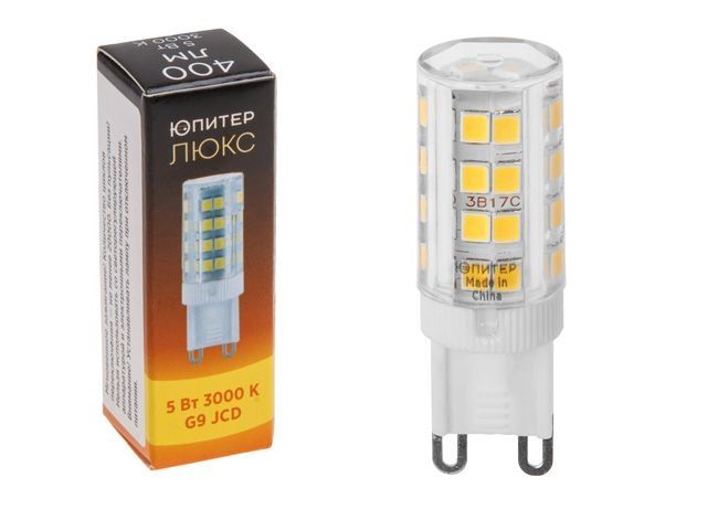 лампа светодиодная jcd 5 вт 230в g9 3000к юпитер люкс jp5101-33 от BTSprom.by