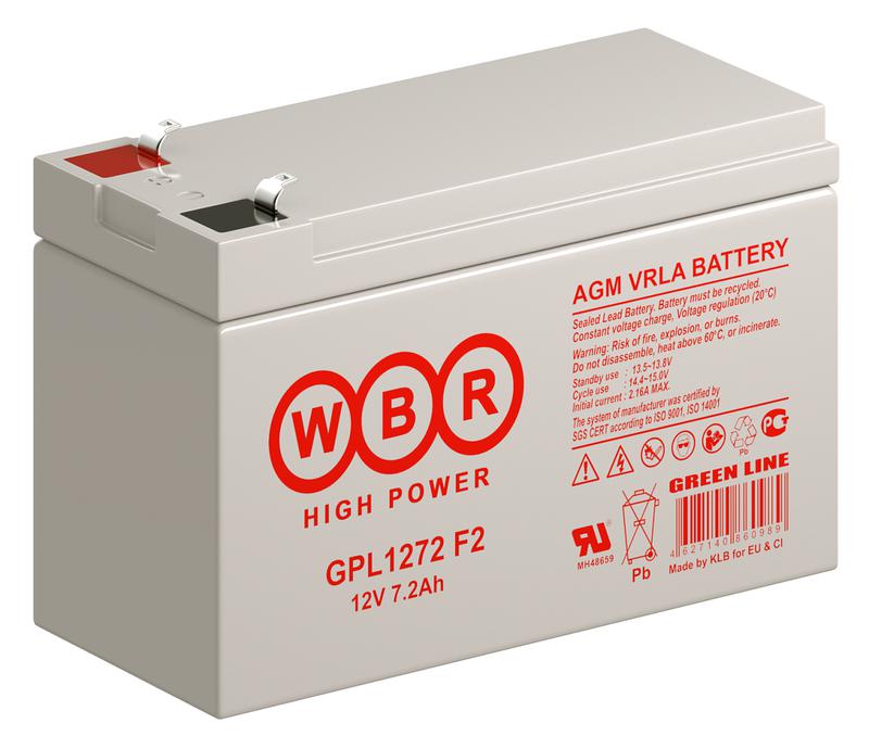  Аккумулятор 12В 7.2А.ч WBR GPL1272 F2 WBR фото в каталоге от BTSprom.by