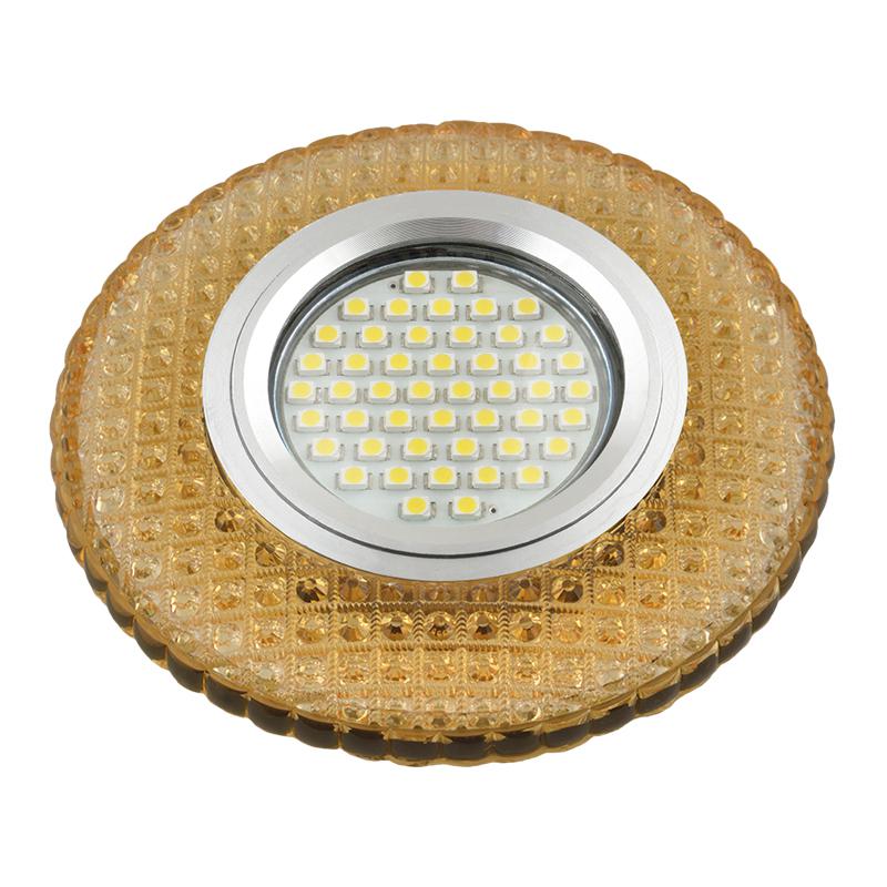 светильник dls-l135 gu5.3 glassy/gold gu5.3 встраив. доп. светодиод. подсветка 3вт без лампы стекло fametto ul-00003861 от BTSprom.by