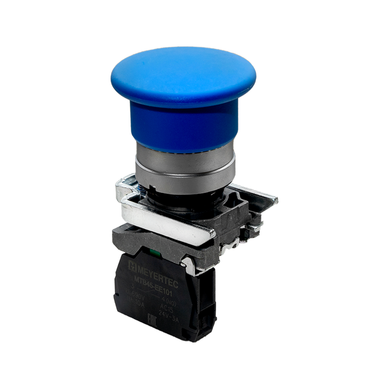 кнопка грибовидная 40мм пружиный возврат 1no ip65 металл mtb4-bc61 син. овен 137138 от BTSprom.by